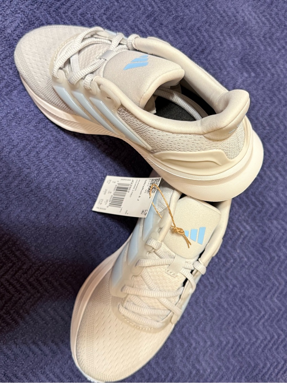 Adidas Kids Running Shoes - Chalk with Light Blue Accents